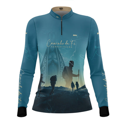 Camisa Feminina Brk Caminho da Fé Peregrinação Nossa Senhora com Proteção Solar UV50+