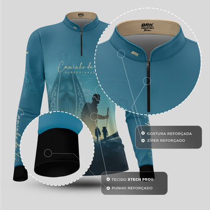 Camisa Feminina Brk Caminho da Fé Peregrinação Nossa Senhora com Proteção Solar UV50+