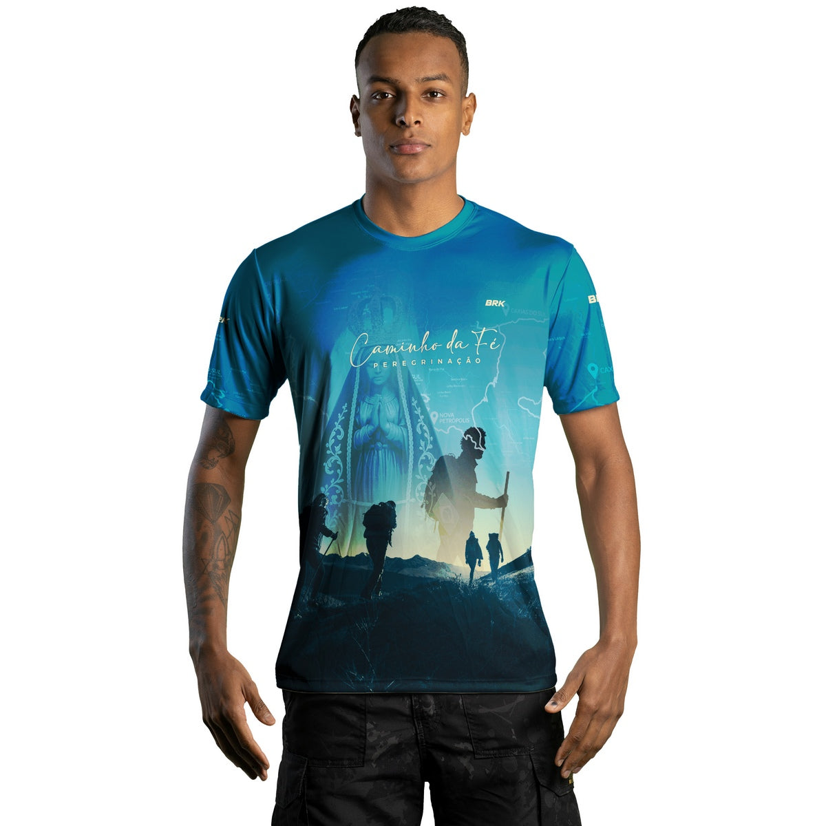 Camiseta Agro Brk Caminho da Fé Peregrinação Nossa Senhora com Proteção Solar UV50+