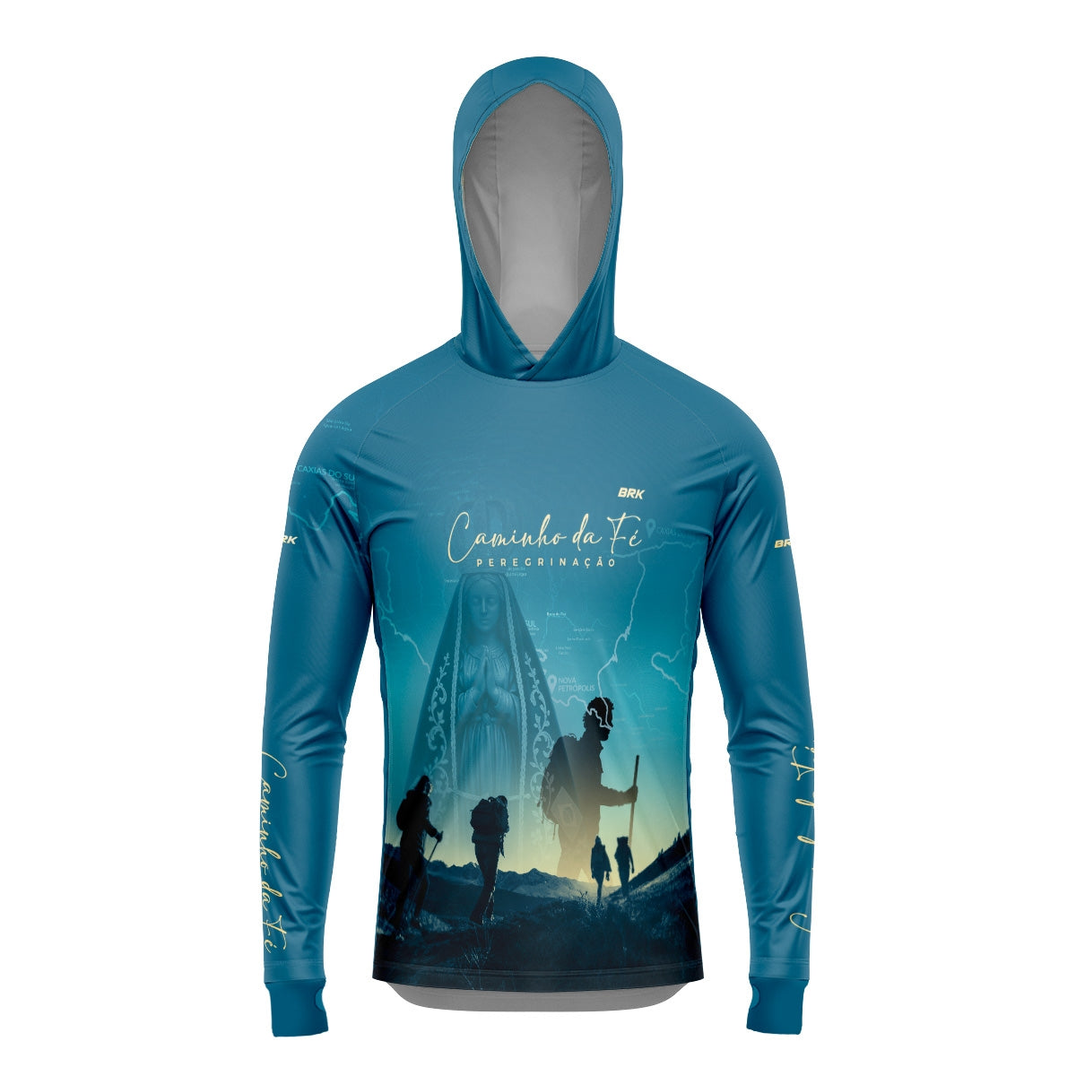 Camisa com Capuz Brk Caminho da Fé Nossa Senhora com Proteção Solar UV50+