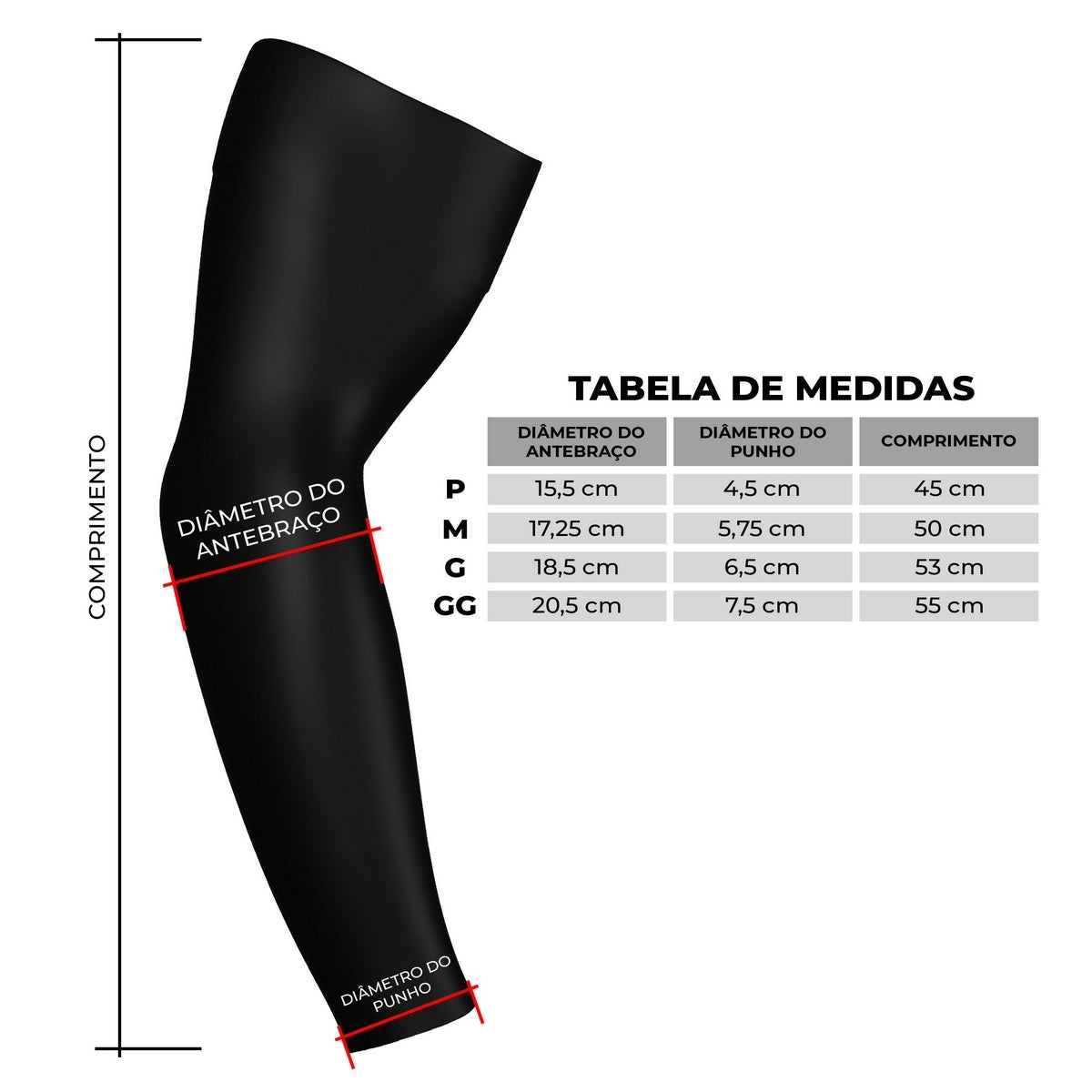 Manguito com Proteção UV50+ Preto Caminho da Fé - Brk Agro
