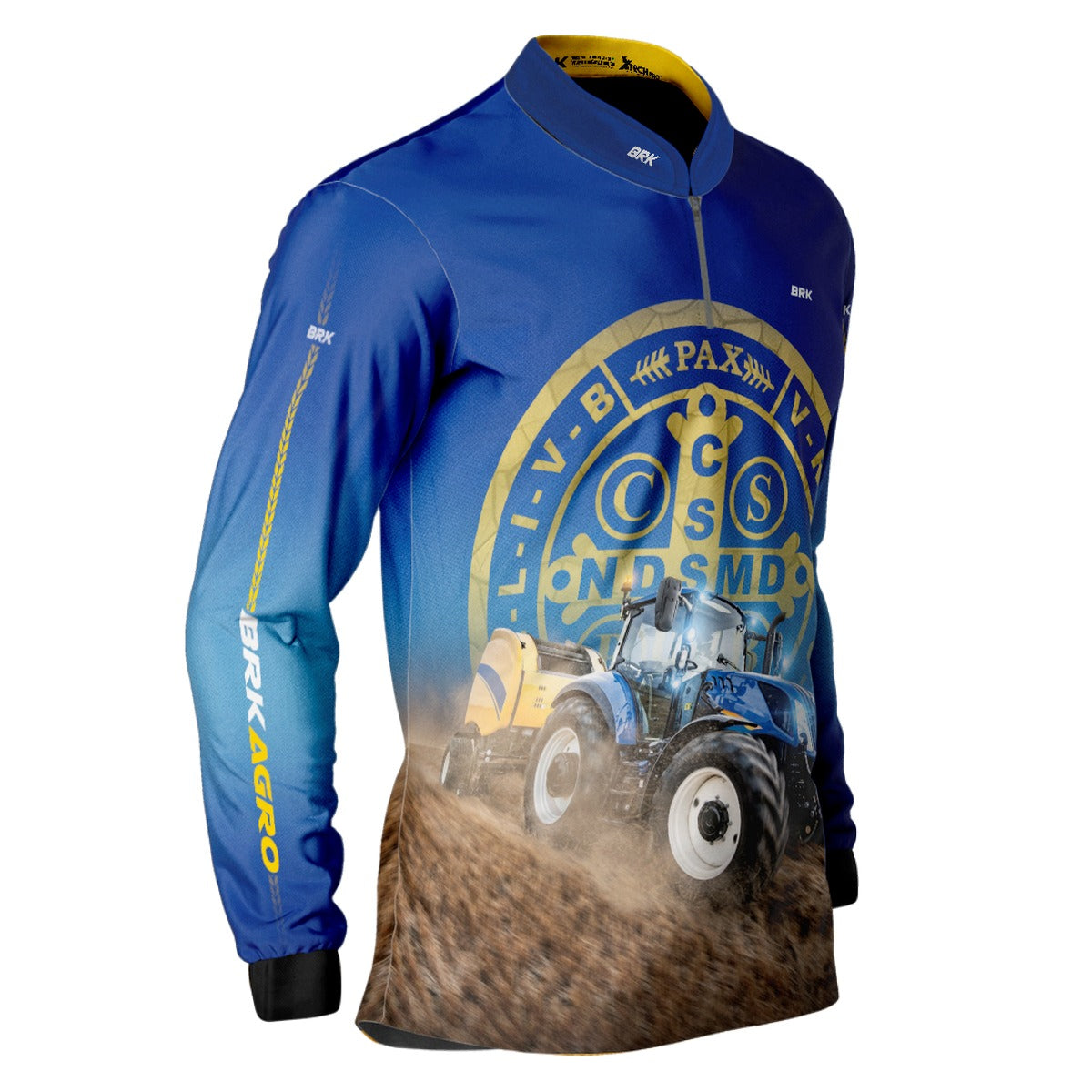 Camisa Agro Brk Trator São Bento Azul com UV50+ - Brk Agro