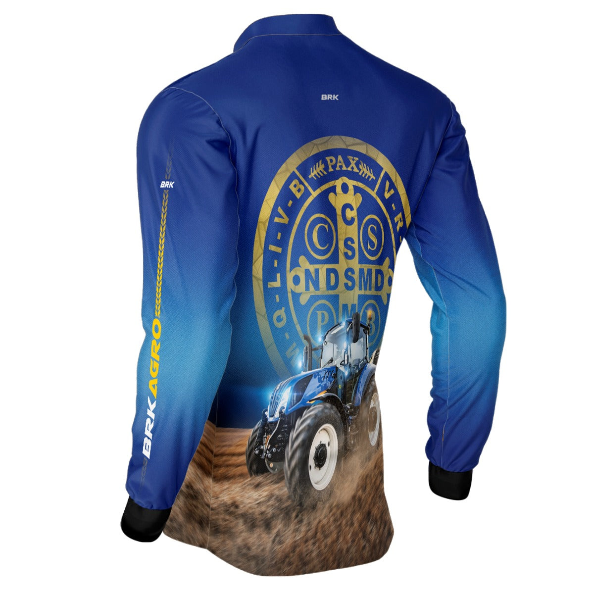 Camisa Agro Brk Trator São Bento Azul com UV50+ - Brk Agro