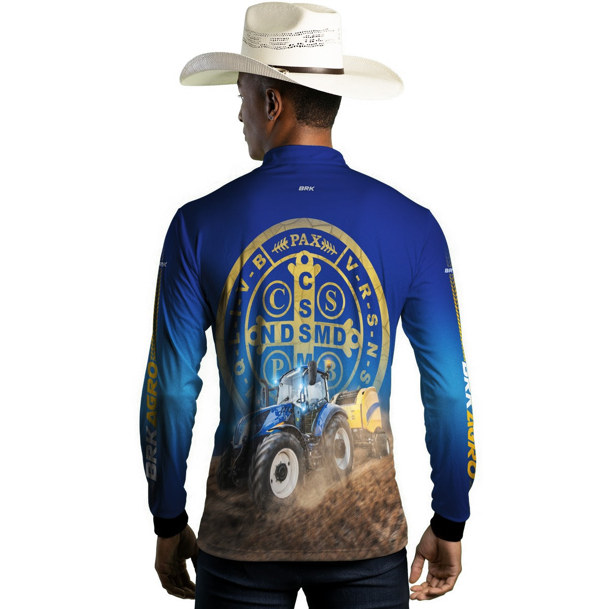 Camisa Agro Brk Trator São Bento Azul com UV50+ - Brk Agro