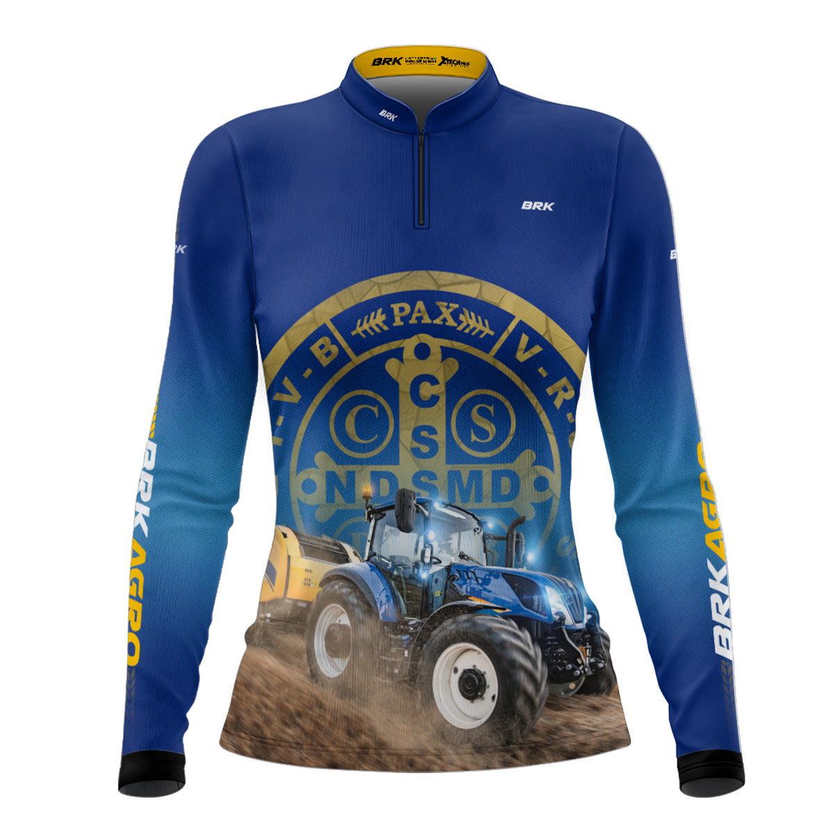 Camisa Agro Feminina Brk Trator São Bento Azul com UV50+ - Brk Agro
