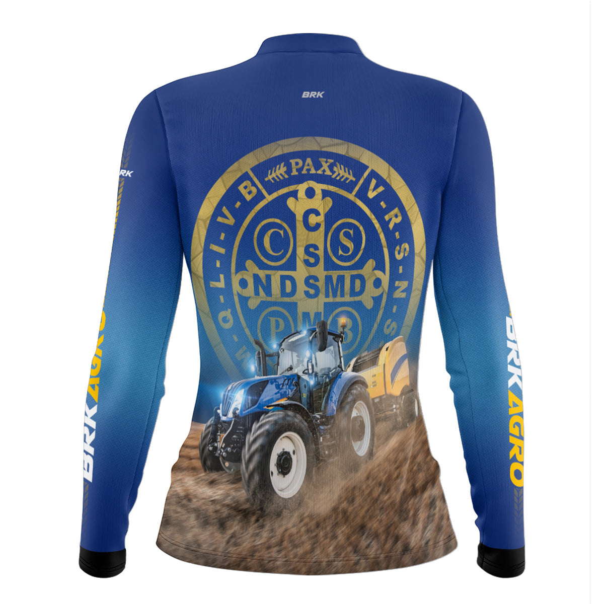 Camisa Agro Feminina Brk Trator São Bento Azul com UV50+ - Brk Agro