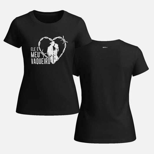 Camiseta Agro Feminina Brk Ele é Meu Vaqueiro com Algodão Premium