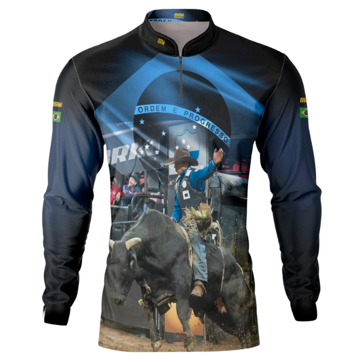 Camisa Agro Brk Rodeio Brasil Azul com Proteção Solar UV50+ - Brk Agro