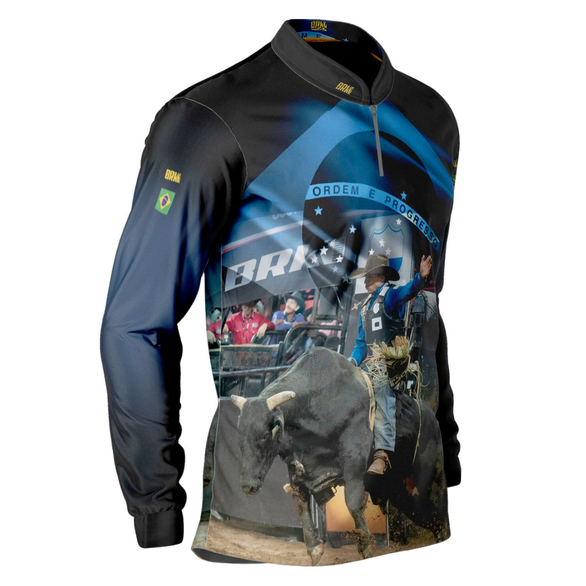 Camisa Agro Brk Rodeio Brasil Azul com Proteção Solar UV50+ - Brk Agro