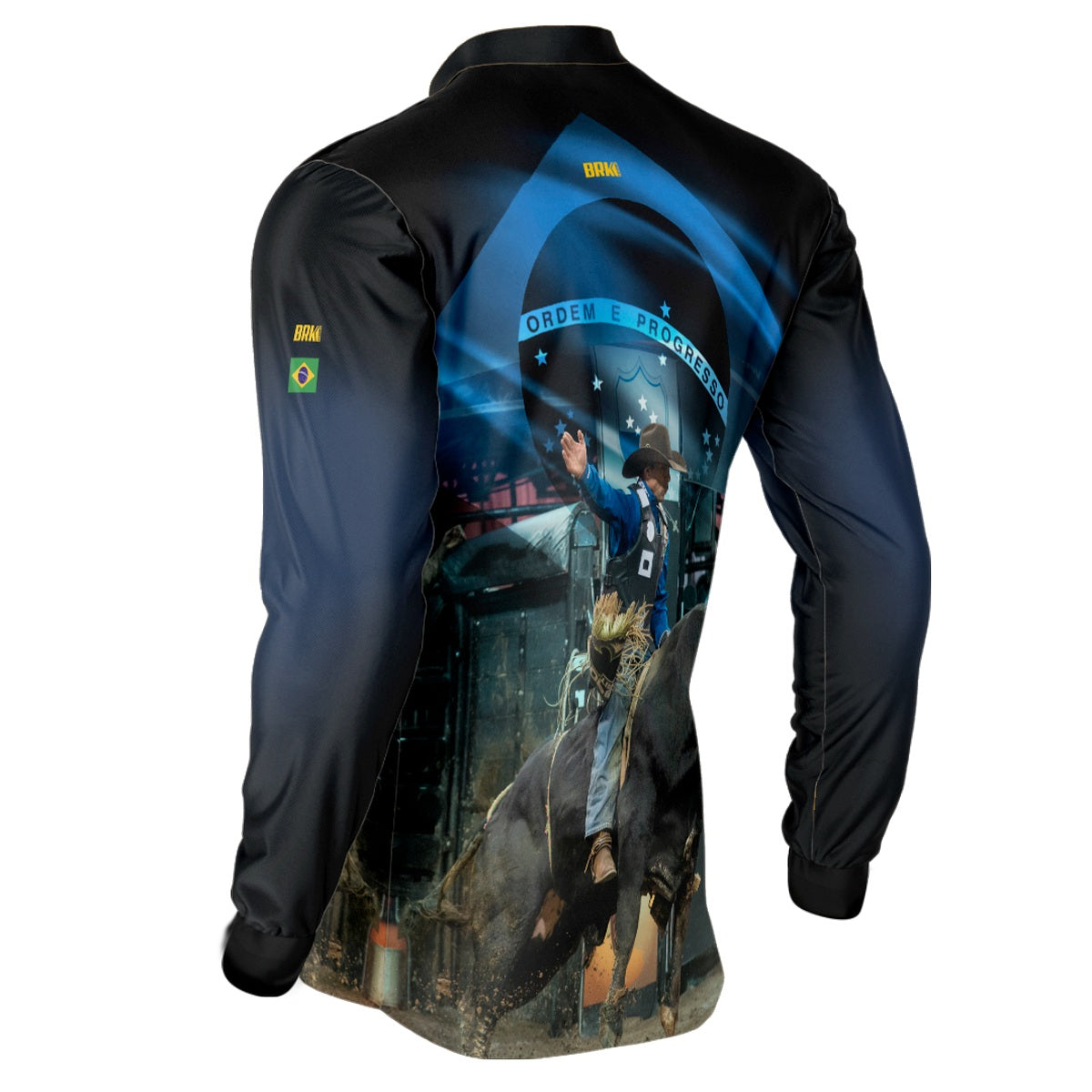 Camisa Agro Brk Rodeio Brasil Azul com Proteção Solar UV50+ - Brk Agro