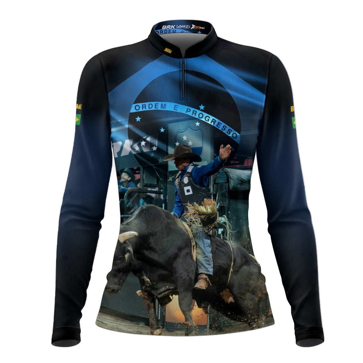 Camisa Agro Feminina Brk Rodeio Brasil Azul com Proteção Solar UV50+ - Brk Agro