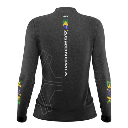 Camisa Agro Feminina Brk Agronomia Cinza com Proteção Solar UV50+