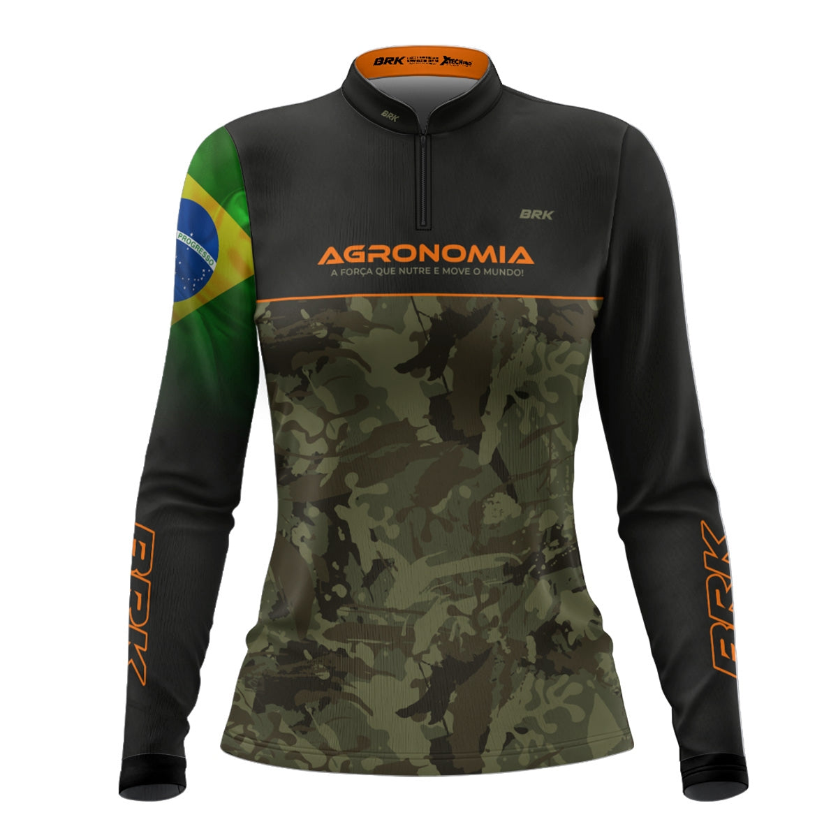 Camisa Agro Feminina Brk Agronomia Camo Brasil com Proteção Solar UV50+