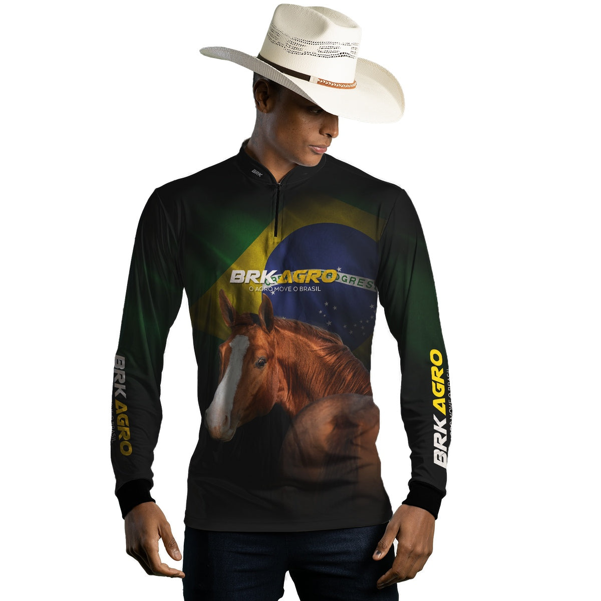 Camisa Agro Brk Team Roping Brasil 3 com UV50+ - Brk Agro