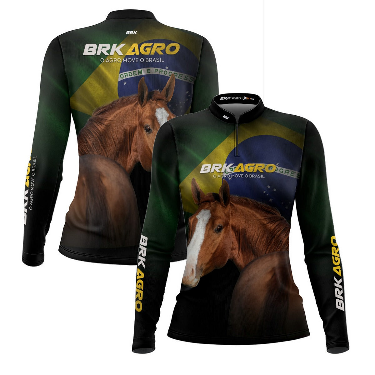 Camisa Agro Feminina Brk Team Roping Brasil 3 com UV50+ - Brk Agro