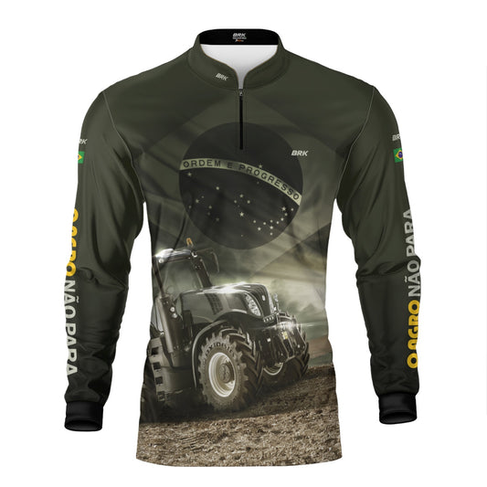 Camisa Agro Brk Trator Bandeira do Brasil com Proteção Solar UV50+