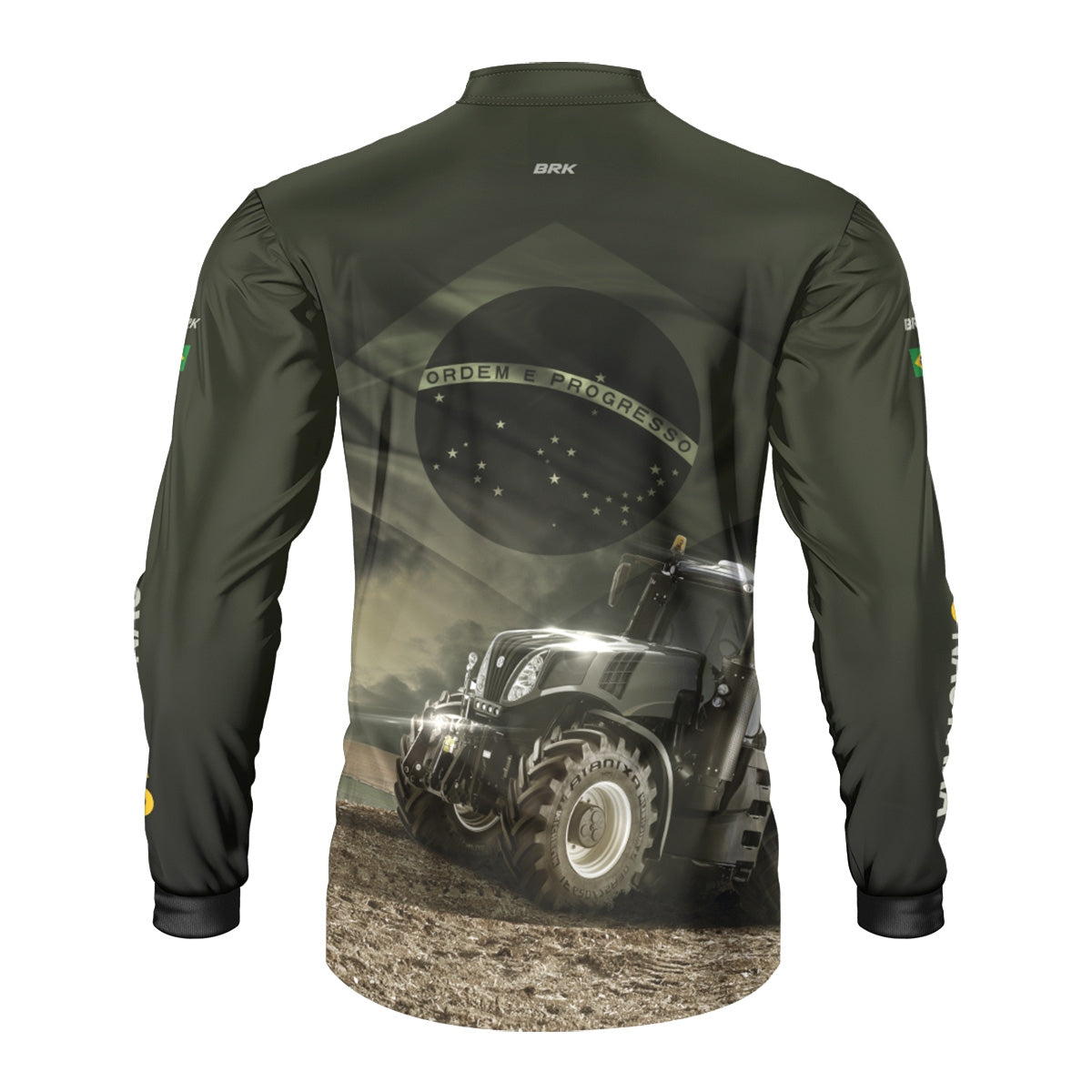 Camisa Agro Brk Trator Bandeira do Brasil com Proteção Solar UV50+
