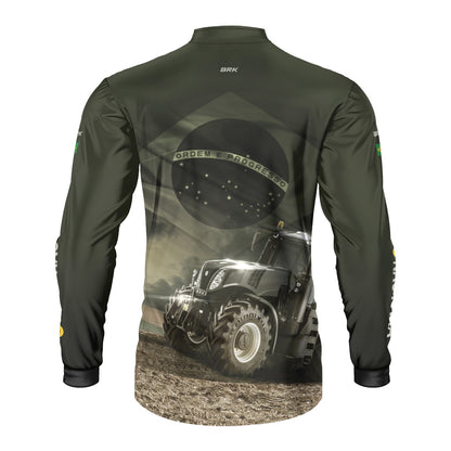 Camisa Agro Brk Trator Bandeira do Brasil com Proteção Solar UV50+