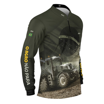 Camisa Agro Brk Trator Bandeira do Brasil com Proteção Solar UV50+