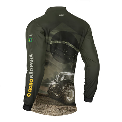 Camisa Agro Brk Trator Bandeira do Brasil com Proteção Solar UV50+