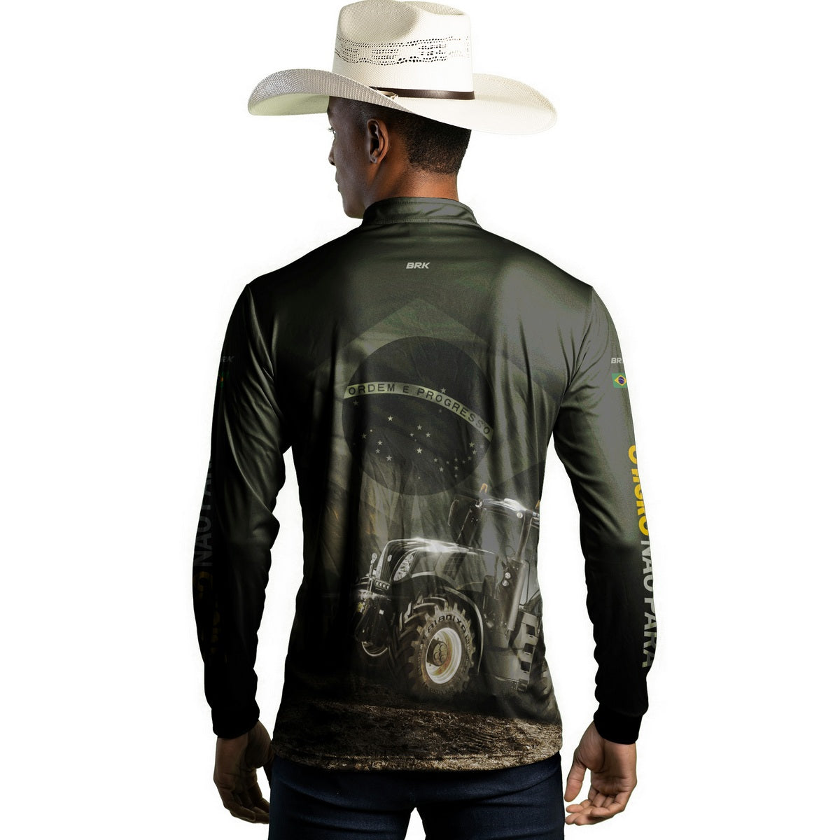 Camisa Agro Brk Trator Bandeira do Brasil com Proteção Solar UV50+ - Brk Agro