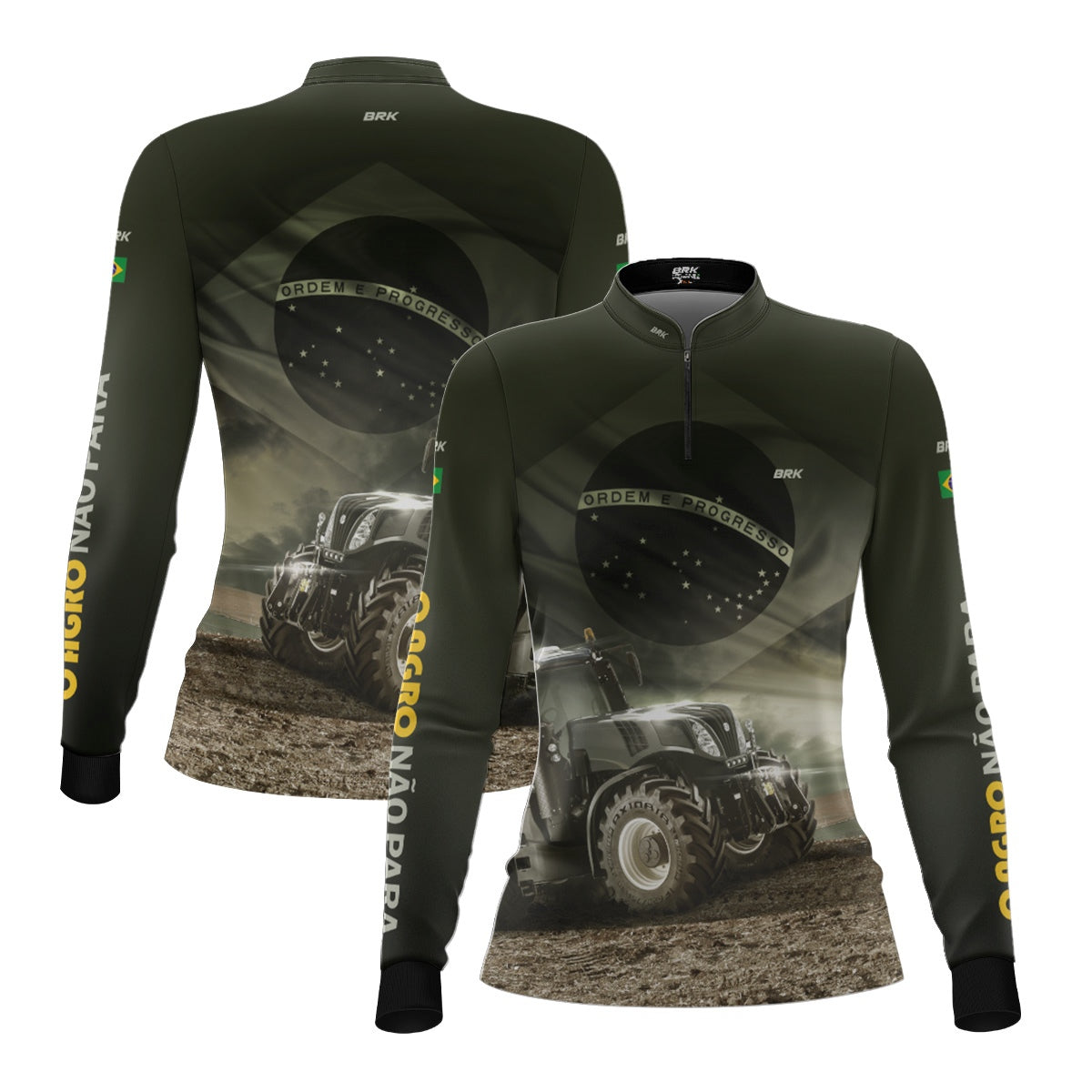 Camisa Agro Feminina Brk Trator Bandeira do Brasil com Proteção Solar UV50+ - Brk Agro