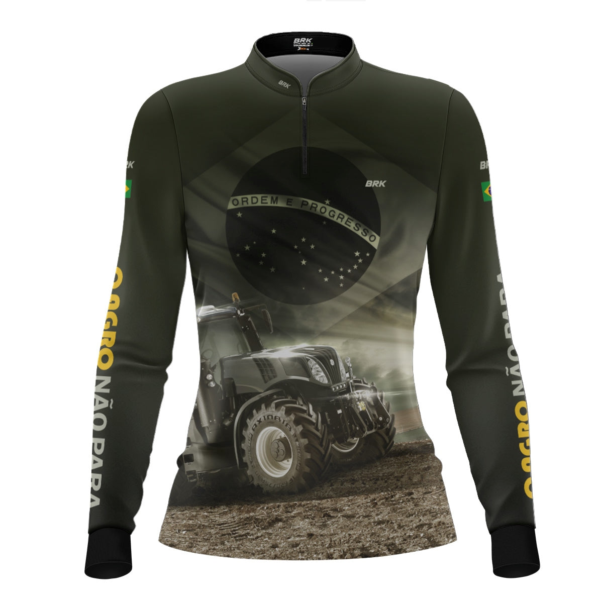 Camisa Agro Feminina Brk Trator Bandeira do Brasil com Proteção Solar UV50+ - Brk Agro