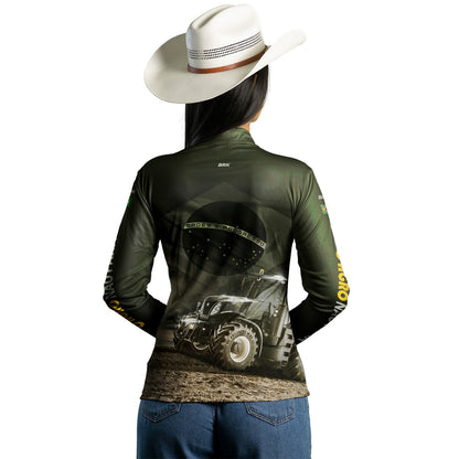 Camisa Agro Feminina Brk Trator Bandeira do Brasil com Proteção Solar UV50+ - Brk Agro