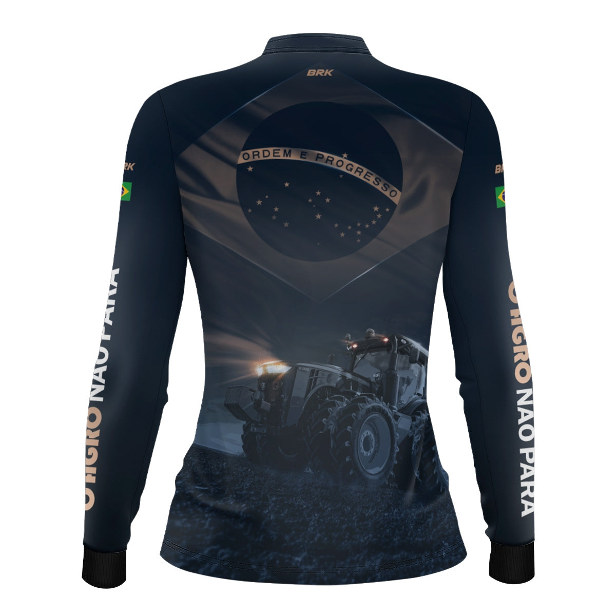 Camisa Agro Feminina Brk Azul Trator Bandeira do Brasil com Proteção Solar UV50+ - Brk Agro