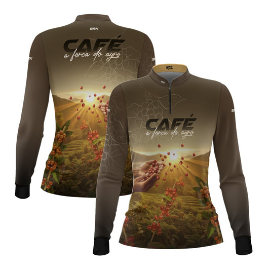 Camisa Agro Feminina Brk Café A Força do Agro com Proteção Solar UV50+ - Brk Agro