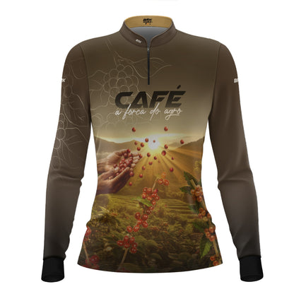 Camisa Agro Feminina Brk Café A Força do Agro com Proteção Solar UV50+ - Brk Agro