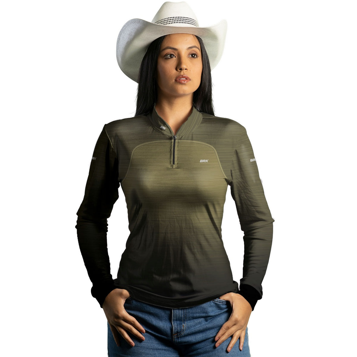 Camisa Agro Feminina Brk Mescla Areia Esverdeada com Proteção Solar UV50+ - Brk Agro