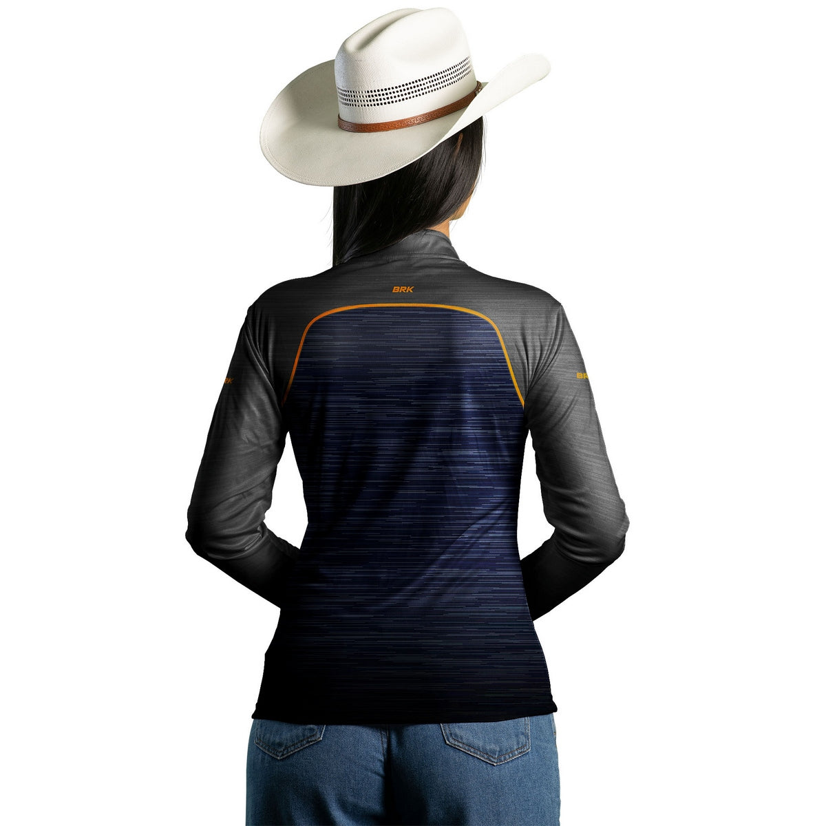 Camisa Agro Feminina Brk Mescla Azul Chumbo com Proteção Solar UV50+ - Brk Agro