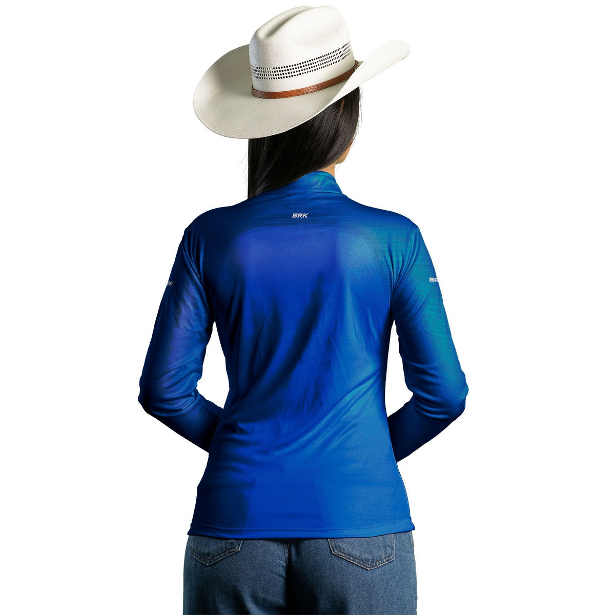 Camisa Agro Feminina Brk Mescla Azul Royal com Proteção Solar UV50+ - Brk Agro
