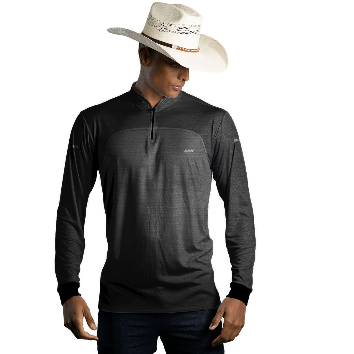 Camisa Agro Brk Mescla Preto Cinza com Proteção Solar UV50+ - Brk Agro