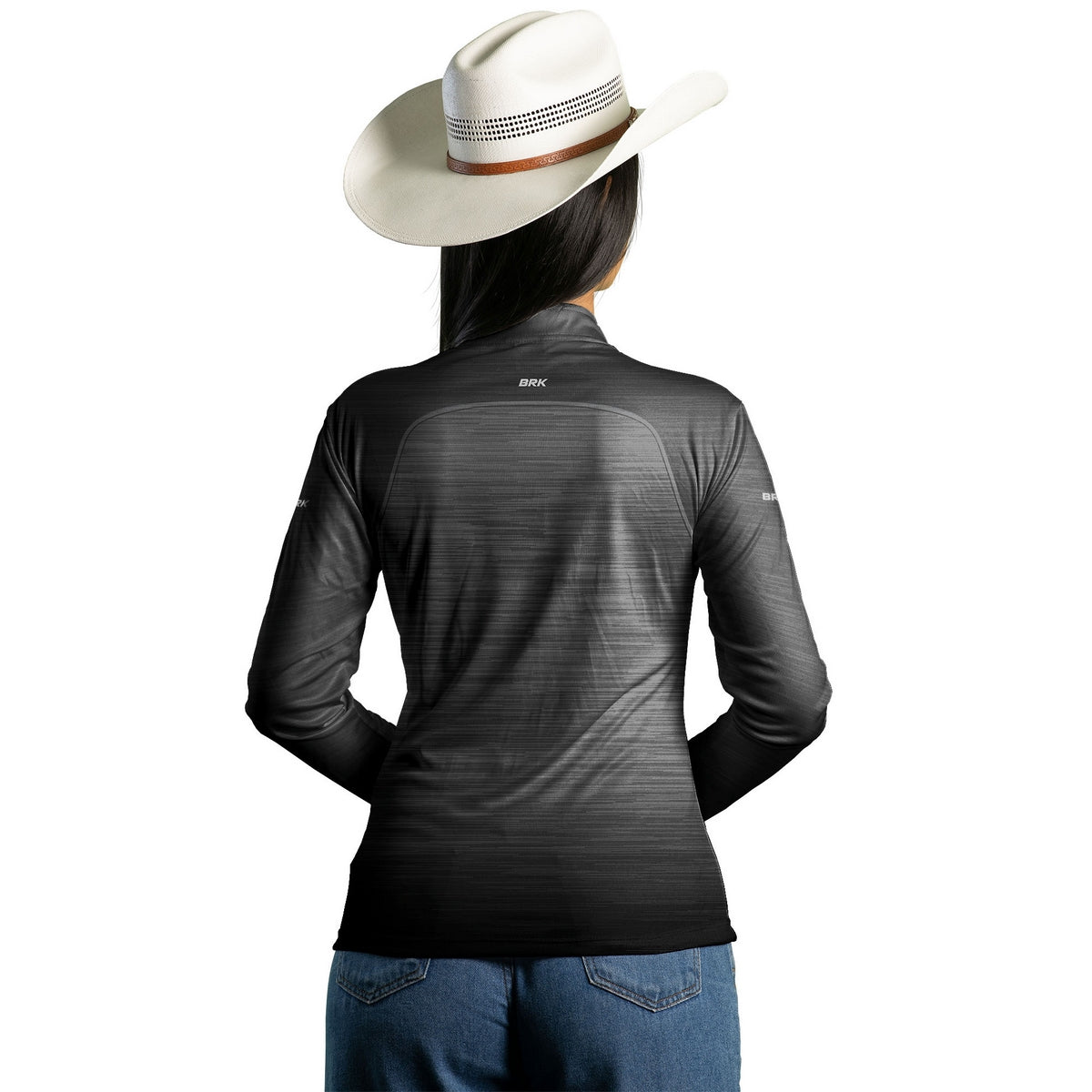 Camisa Agro Feminina Brk Mescla Preto Cinza com Proteção Solar UV50+ - Brk Agro