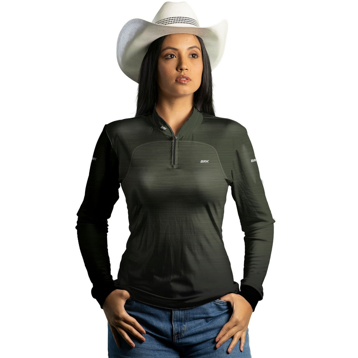 Camisa Agro Feminina Brk Mescla Verde com Proteção Solar UV50+ - Brk Agro