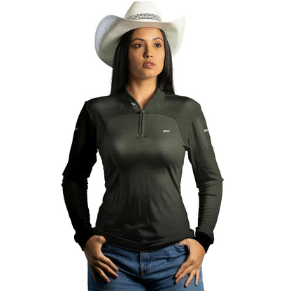 Camisa Agro Feminina Brk Mescla Verde com Proteção Solar UV50+ - Brk Agro