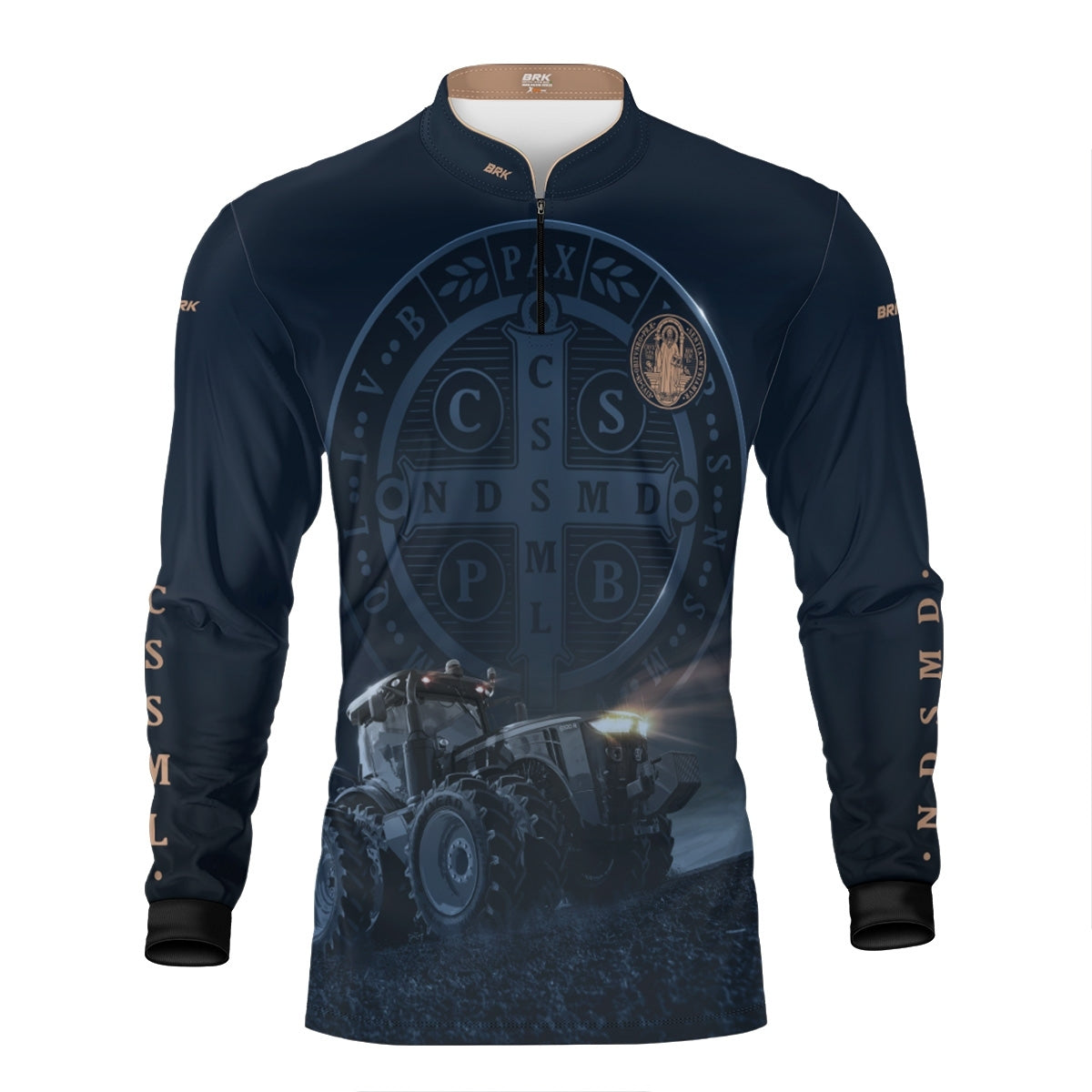 Camisa Agro Brk Azul Trator e São Bento com Proteção UV50  - Envio Imediato - Brk Agro