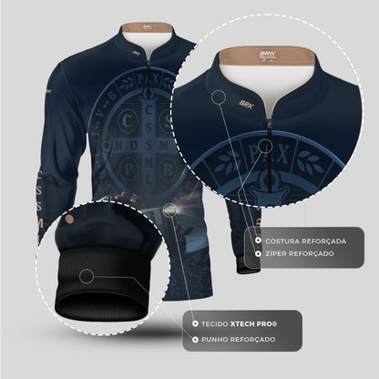 Camisa Agro Brk Azul Trator e São Bento com Proteção UV50+ - Brk Agro