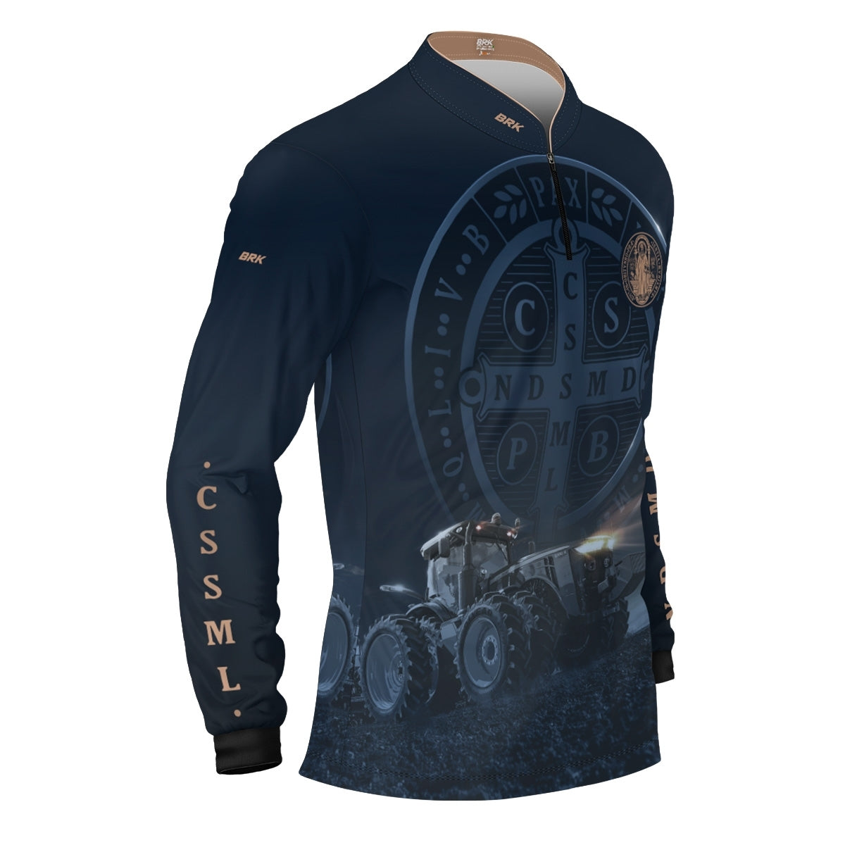 Camisa Agro Brk Azul Trator e São Bento com Proteção UV50  - Envio Imediato - Brk Agro