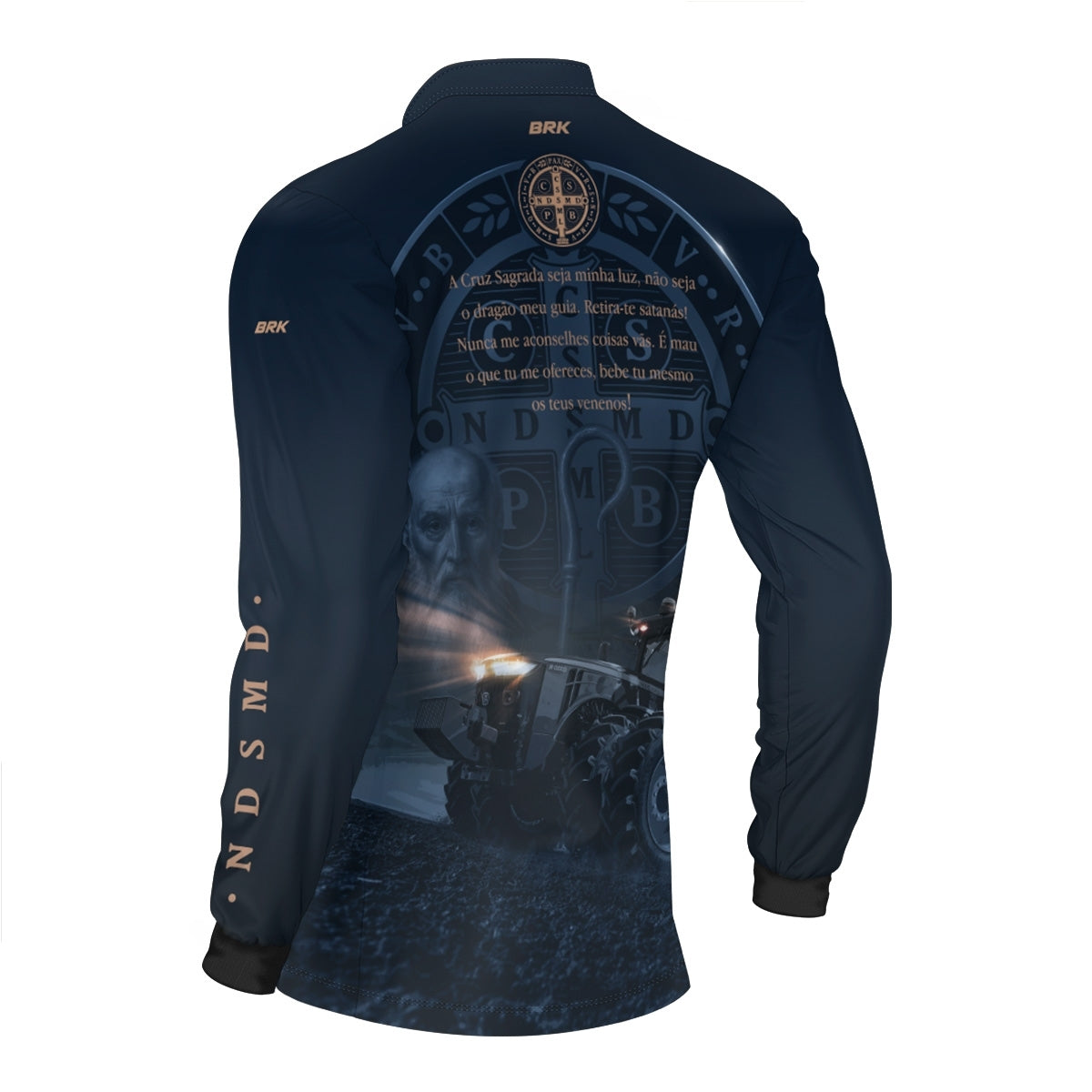 Camisa Agro Brk Azul Trator e São Bento com Proteção UV50  - Envio Imediato - Brk Agro