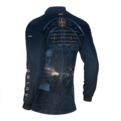 Camisa Agro Brk Azul Trator e São Bento com Proteção UV50  - Envio Imediato - Brk Agro