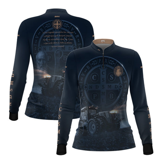 Camisa Agro Feminina Brk Azul Trator e São Bento com Proteção UV50+ - Brk Agro