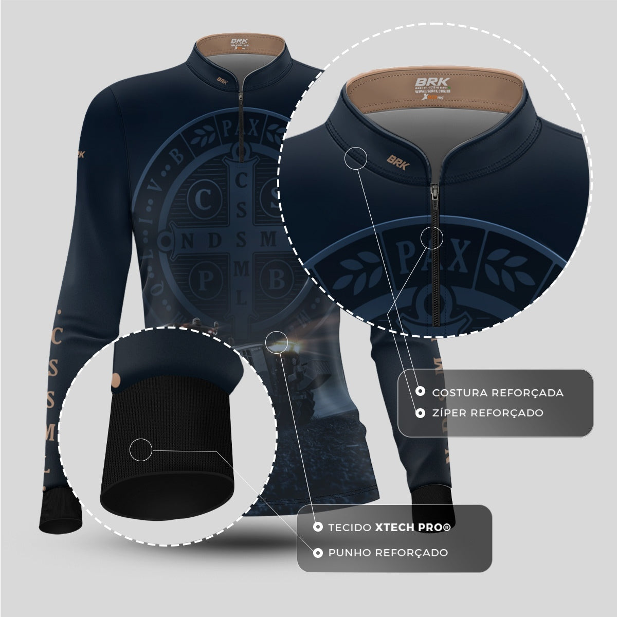 Camisa Agro Feminina Brk Azul Trator e São Bento com Proteção UV50+ - Brk Agro