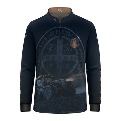 Camisa Agro Infantil Brk Azul Trator e São Bento com Proteção UV50+ - Brk Agro