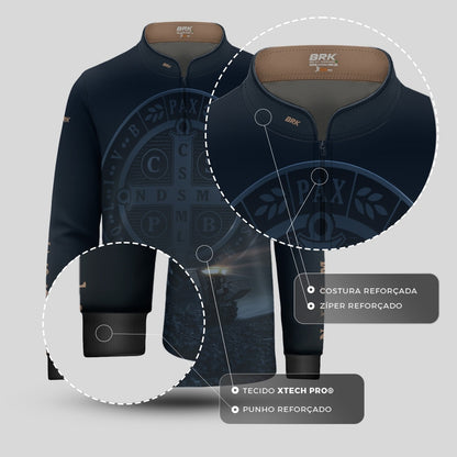 Camisa Agro Infantil Brk Azul Trator e São Bento com Proteção UV50+ - Brk Agro