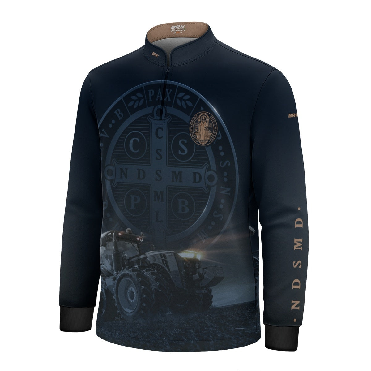 Camisa Agro Infantil Brk Azul Trator e São Bento com Proteção UV50+ - Brk Agro