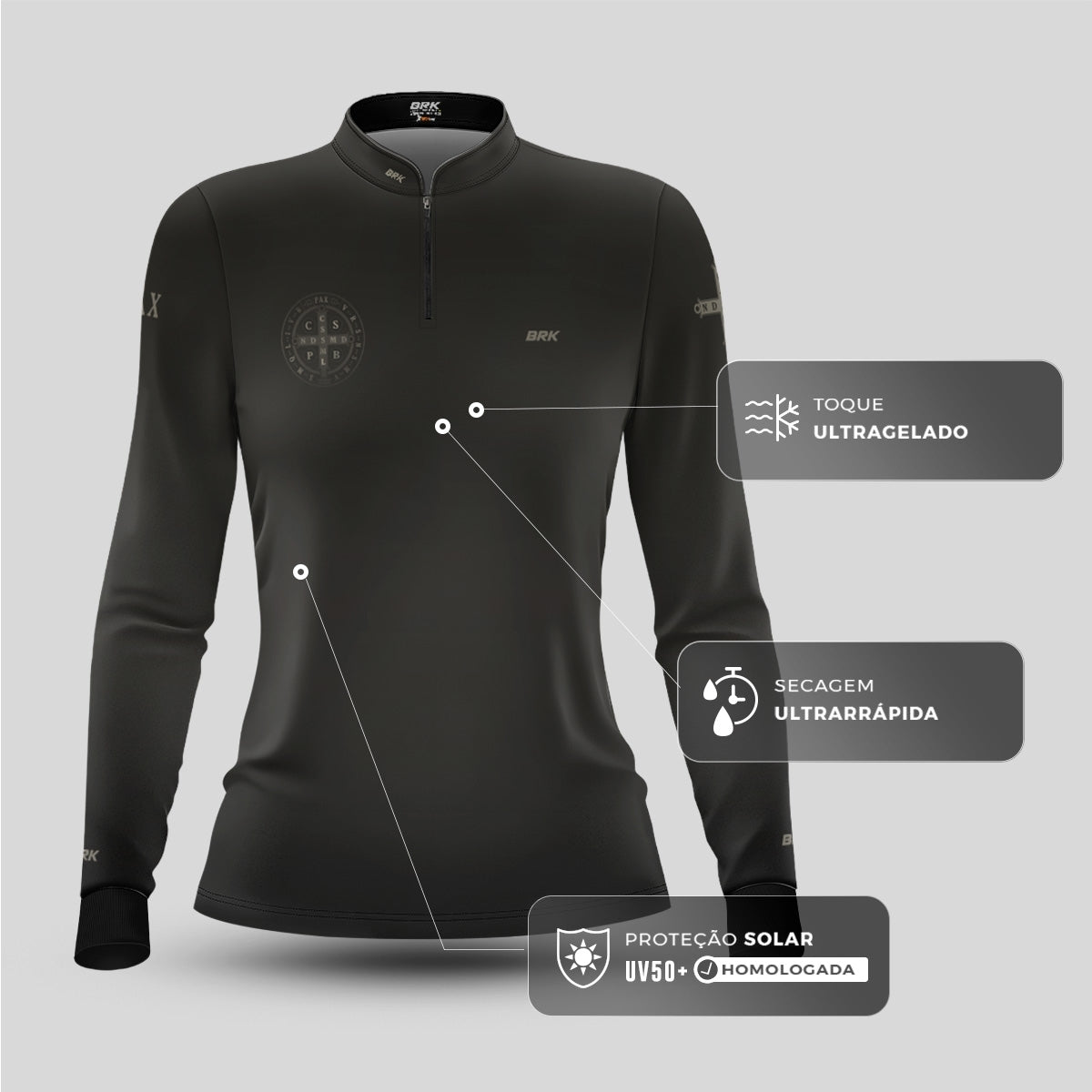 Camisa Agro Feminina Brk Medalha de São Bento com Proteção UV50+ - Brk Agro