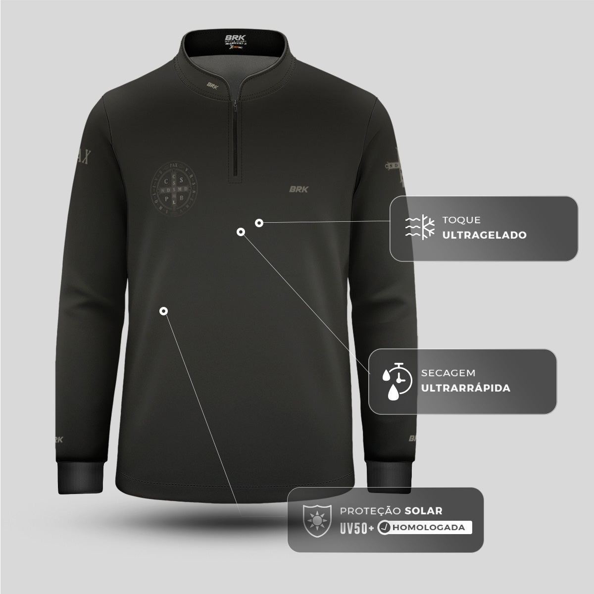 Camisa Agro Infantil Brk Medalha de São Bento com Proteção UV50+ - Brk Agro